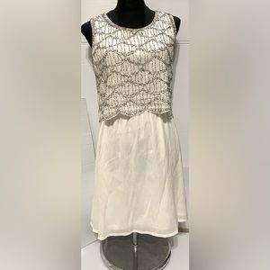 AYLA Silver Detailed Beaded White Dress Cocktail, SemiFormal, Party size M